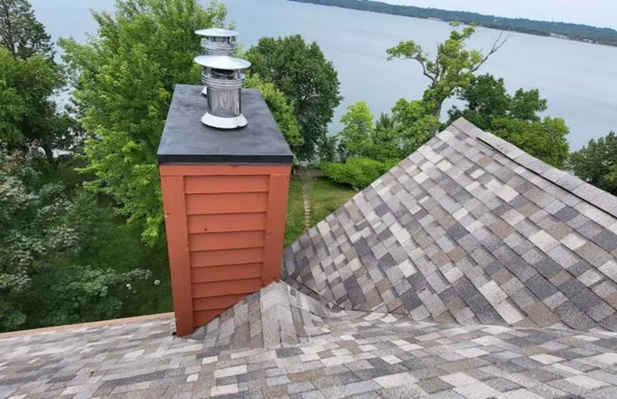 Freshly shingled hip roof on a Colorado Front Range home
